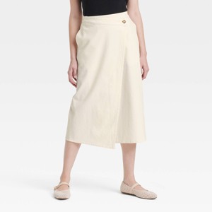 Women's Midi Wrap Skirt - Universal Thread™ Cream - 1 of 3