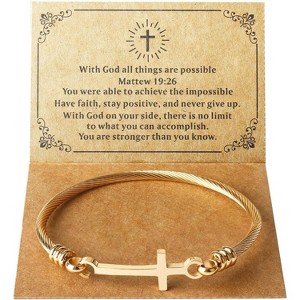 Christian Cross Bracelet Inspirational Bracelets For Women Stainless Steel Jewelry - 1 of 4