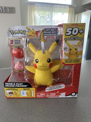  Pokemon Train and Play Deluxe Pikachu - 4.5-Inch Pikachu Figure  with Lights, Sounds, and Moving Limbs Plus Interactive Accessories : Toys &  Games