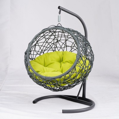 Whisen Rattan Wicker Cat Egg Chair Hanging Swinging Cat Bed with Cushion for Cats, Small Dogs, and Small Animals