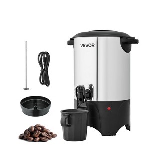 VEVOR Commercial Coffee Urn, 30 Cup 4.5 L Hot Beverage Dispenser with Dripless Faucet, Quick-Brewing Commercial Coffee Maker, Silver - 1 of 4