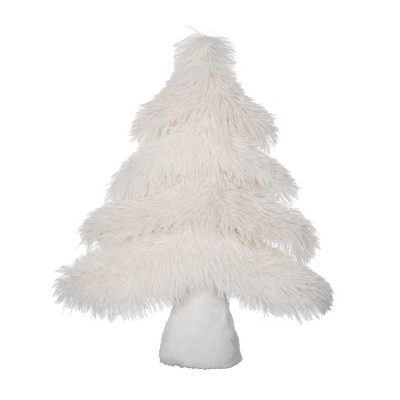 Transpac Plush Fluffy White Tree Decorative Object Foam Christmas Tabletop Sculpture Indoor Use  Spot or Wipe Clean Holiday Decoration Gift Giving and
