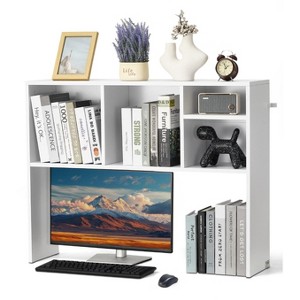 Desktop Bookshelf Hutch, 37" Wide 1-Tier Desk Organizer with Storage Shelves & Anti-Slip Feet - 1 of 4