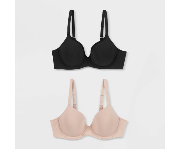 Beauty by Bali Women's 2pk T-Shirt Bras B202 - Paris Nude/Black 36C