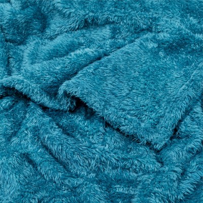 Sea Blue Sherpa Fleece Plush Throw Blanket 50x60