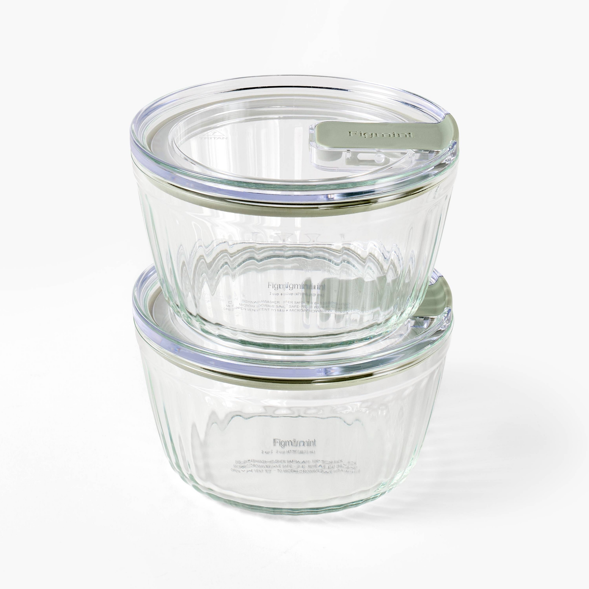 4pc (Set of 2) 2c Round Glass Food Storage Container - Figmint™