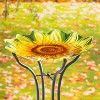 18" Hand Painted and Embossed Shaped Bird Bath, Sunflower - 3 of 4