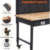 Workbench Adjustable Height 48" x 24" Worktable, Heavy Duty Rubber Wood Top Workbench with Drawer Storage Pegboard, 2000LBS Load Capacity,Tool Storage - 2 of 4