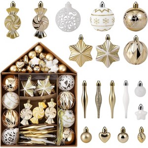 73 PCs Shatterproof Christmas Ball Ornaments Set, Xmas Ball Assorted Set with House Shape Box for Xmas Tree Holiday Decor, DIY Wreath - 1 of 4