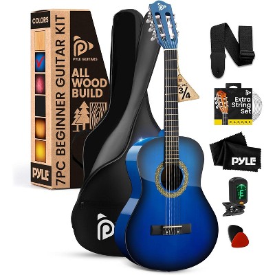 Pyle Youth 3/4 Scale Classic Acoustic Guitar Kit PGACLS82LBR - Blue
