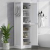 MAYEERTY Tall Bathroom Cabinet Freestanding Hook Adjustable Shelf MDF White - 2 of 4