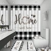 Black and White Shower Curtain Set with Rugs, Rustic Plaid Bathroom Set - 3 of 4