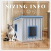 Kumasinova 25" Slanted Roof Outdoor Cat House with Leak-Proof Design,Weatherproof Cat Hideaway for All Seasons,Cat Furniture for Porch&Garden,Blue - 3 of 4