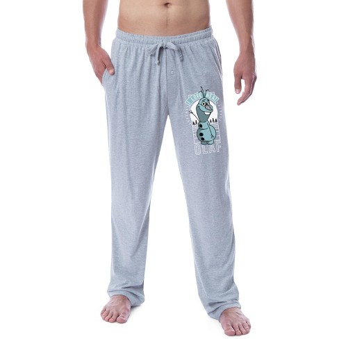 Disney Mens Frozen Movie Film Olaf I Love Heat Sleep Pajama Pants XXXL Grey