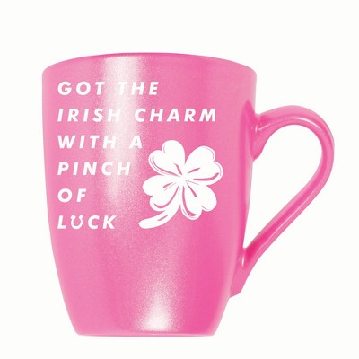 Elanze Designs Irish Charm With Pinch Of Luck 10 ounce New Bone China Coffee Tea Cup Mug, Princess Pink