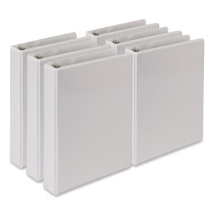 Samsill Economy Round Ring View Binders, 3 Rings, 1" Capacity, 8.5 x 5.5, White, 6/Carton - 1 of 1