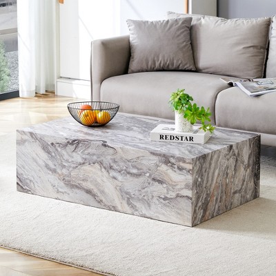 Vynxaria Modern MDF coffee table with grey texture pattern -39.3x23.6x11.8 inches - stylish and durable design
