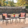 3-Piece PE Rattan Outdoor Chat Set with Cushions, Weather-Resistant Iron Frame and Woodgrain Legs for Balcony or Small Patio Spaces-Cuddlewood - 2 of 4