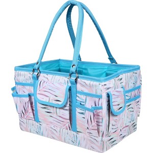 Singer Pastel Palm Print Storage Tote: Polyester Sewing Kit Bag for Supplies & Accessories, 7.5" H x 12" D x 8.5" W - 1 of 4