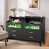 KTMBDW Black Wood Tempered Glass Drawer Dresser with LED Light Strips & Charging Station & USB Ports Bed Table - 3 of 4