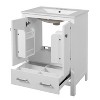 Vynxaria 24-Inch White Bathroom Vanity - Integrated Undermount Ceramic Sink, 2 Soft-Close Doors (Double-Layer Shelves), 1 Divider Drawer - 3 of 4