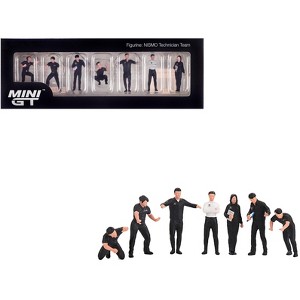 "NISMO Technician Team" 7 Piece Figure Set for 1/64 scale models by Mini GT - 1 of 4