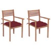 vidaXL 2x Solid Wood Teak Patio Chair with Cushions Seat - Wine Red - 2 of 4