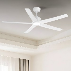 TALOYA 52 in. LED Indoor White Ceiling Fan with Light and Remote, Reversible DC Motor, 5 Blades and 3 CCT Light Kit - 1 of 4