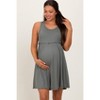 PinkBlush Olive Ribbed Sleeveless Lettuce Trim Maternity Mini Dress - 2 of 4