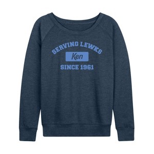 Women's - Barbie - Ken Serving Lewks Since 1961 Lightweight French Terry Wide Neck Long Sleeve Shirt - 1 of 4