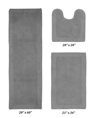 Edge Collection 100% Cotton Tufted Reversible 3 Piece Bath Rug Set ...