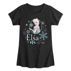 Girls' - Frozen - Elsa Snowflakes Fitted Short Sleeve Graphic T-Shirt - 1 of 4