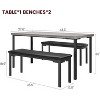 GOCAPTAIN 43" Dining Table Set for 4, Kitchen Table with 2 Upholstered Benches, Metal Frame, Space-Saving Table for Apartment, Dining Room - 2 of 4