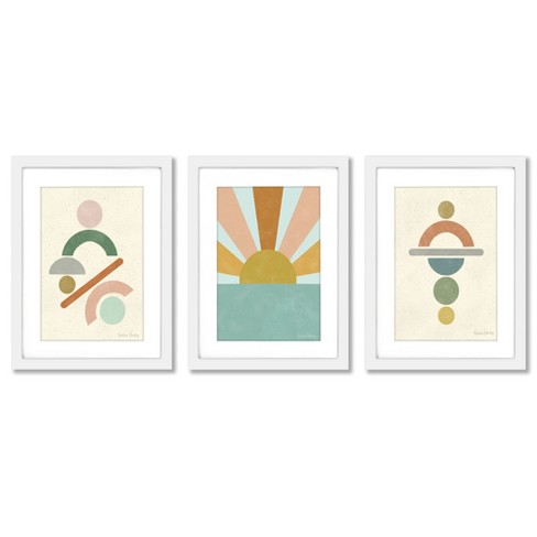 (set Of 3) Sunbeam And Rainbow Arches By Pauline Stanley White Matted ...