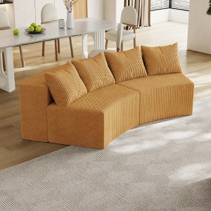 Curved Corduroy Modular Sectional Sofa, Symmetrical Semi-Circular Couch with 4 Pillows, Foam-Filled No Assembly Sofa for Living Room, Office, Bedroom - 1 of 4