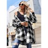 Zeagoo Flannel for Women Fall Fashion Long Sleeve Plaid Button Down Shirts Shacket Blouse Top with Pockets - 2 of 4
