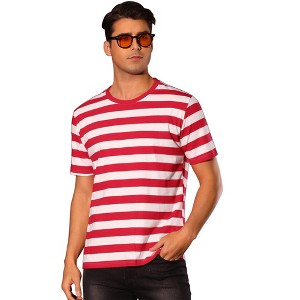 INSPIRE CHIC Men's Regular Fit Short Sleeve Crew Neck Casual Striped T-Shirt - 1 of 4