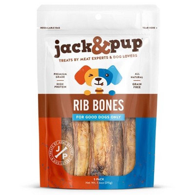 Jack&Pup Rib Bones Beef Dog Treats - 5ct/7.6oz