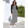 Coolmee Women's Casual Long Sleeve Side Slit Pullover Maxi Hoodie Dress Slim Striped Long Dresses with Pockets - 4 of 4