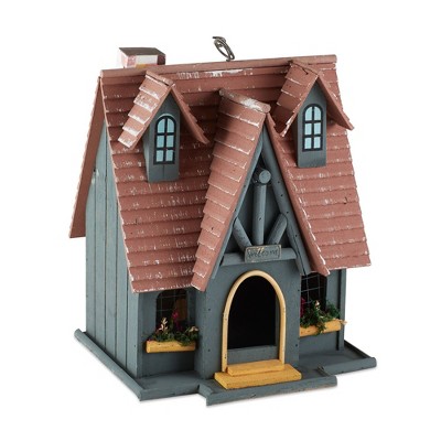 12.5" Storybook Cottage Wood Birdhouse Green - Zingz & Thingz