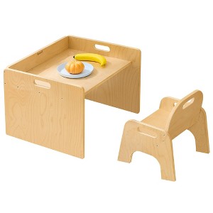 Aoibox Montessori Weaning Table and Chair Set for Toddlers 1-3 Wooden Kids Table Chair for Eating Learning Playroom Home - 1 of 4