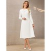 Hobemty Women's Pleated Neck Winter Long Sleeve A-Line Midi Dress - 2 of 4