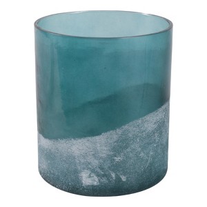 Glass Candle Holder - Handcrafted Pillar & Taper Candle Holder - Casual Home Decor Accent for Living Room, Bedroom & Office - 7" Blue - 1 of 4