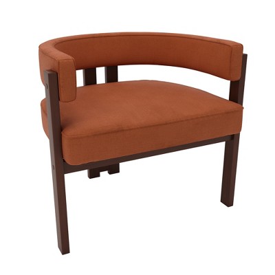Vynxaria Orange Modern Teddy Upholstered Barrel Accent Chairs - Set of 2