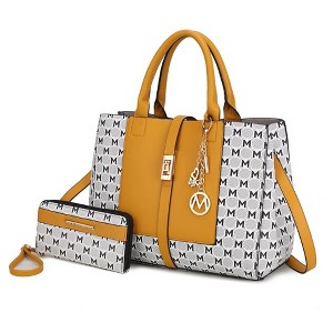 MKF Collection Yuliana Circular M emblem Print Satchel Bag with Wallet by Mia K - 1 of 4