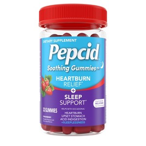 Pepcid Soothing Heartburn Relief + Sleep Support Gummies - Strawberry - 32ct - 1 of 4