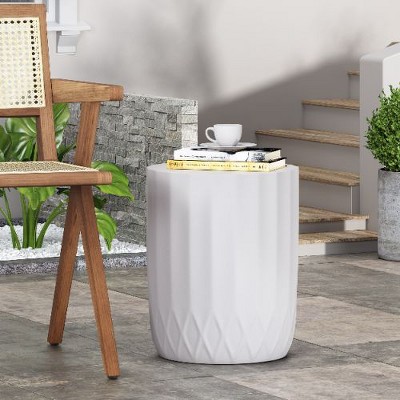 NicBex Modern Powder Coated Iron Outdoor End Table, Black Brush Silver Finish Patio Side Table, Square Outdoor Side Table