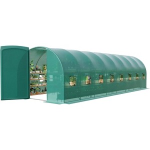 28x10x7.5ft Walk-in Greenhouse Tunnel ,Galvanized Steel Tunnel Greenhouse with Doors and Windows,for Home Gardening - 1 of 4