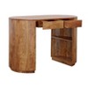 Treasure Trove Accents Writing Desk Khana Natural: Solid Acacia, Curved Design, 2 Drawers, Hidden Shelves - 3 of 4