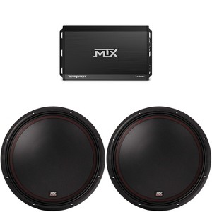 MTX TERMINATOR 1000-Watt RMS 1Ω Mono Block Class D Amplifier and Two MTX Audio 5515-44 55-Series 15" 400W RMS Dual 4-Ohm Subwoofer - 1 of 4
